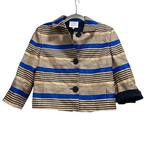 Akris Punto Tan and Blue Striped Blazer Exclusive for Saks Fifth Avenue Size 6